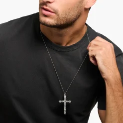 Women THOMAS SABO Pendants|Pendants-Pendant cross black stones silver