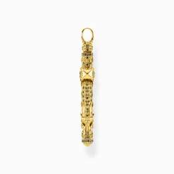 Women THOMAS SABO Pendants|18-Carat Gold-Plating - 925 Silver-Pendant cross black stones gold