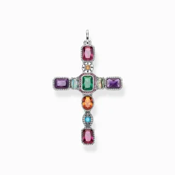 Women THOMAS SABO Necklaces|Pendants-Pendant cross colourful stones