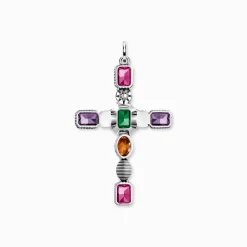 Women THOMAS SABO Necklaces|Pendants-Pendant cross colourful stones