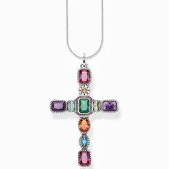 Women THOMAS SABO Necklaces|Pendants-Pendant cross colourful stones