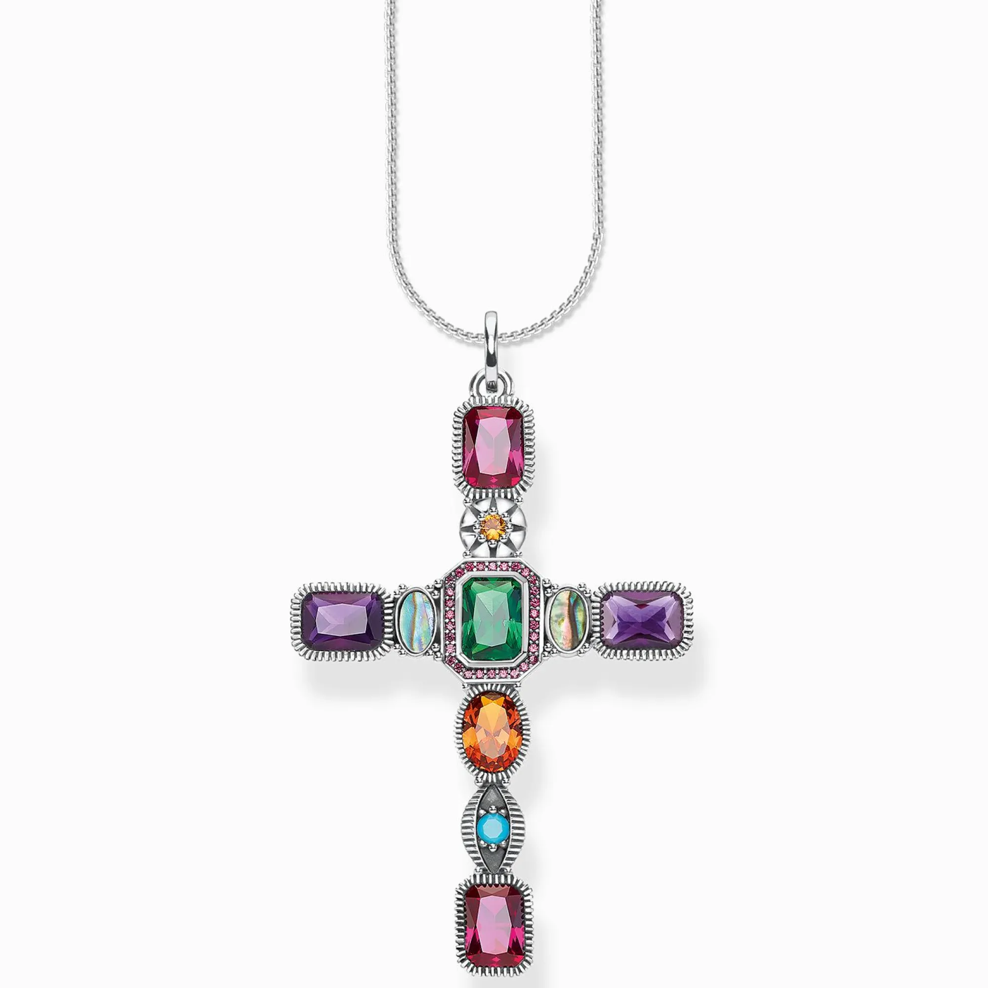 Women THOMAS SABO Necklaces|Pendants-Pendant cross colourful stones