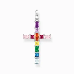 Women THOMAS SABO Necklaces|Pendants-Pendant cross with colourful stones silver