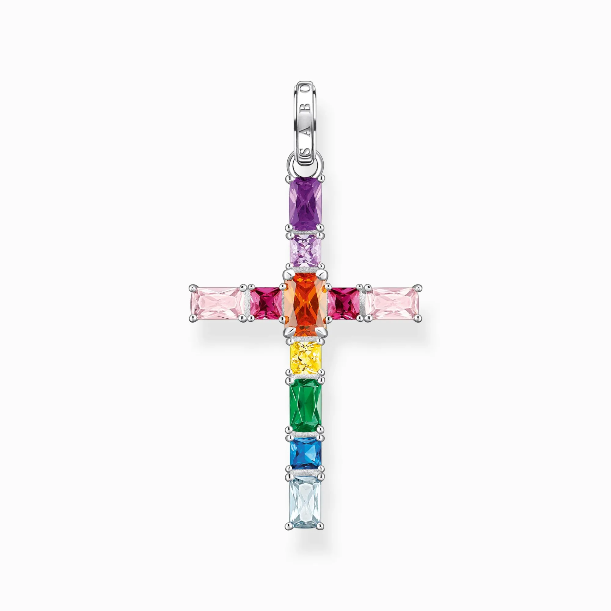 Women THOMAS SABO Necklaces|Pendants-Pendant cross with colourful stones silver