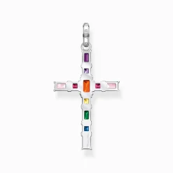 Women THOMAS SABO Necklaces|Pendants-Pendant cross with colourful stones silver