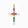Women THOMAS SABO Necklaces|Pendants-Pendant cross with colourful stones gold plated