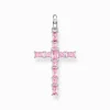 Women THOMAS SABO Necklaces|Pendants-Pendant cross with pink stones silver