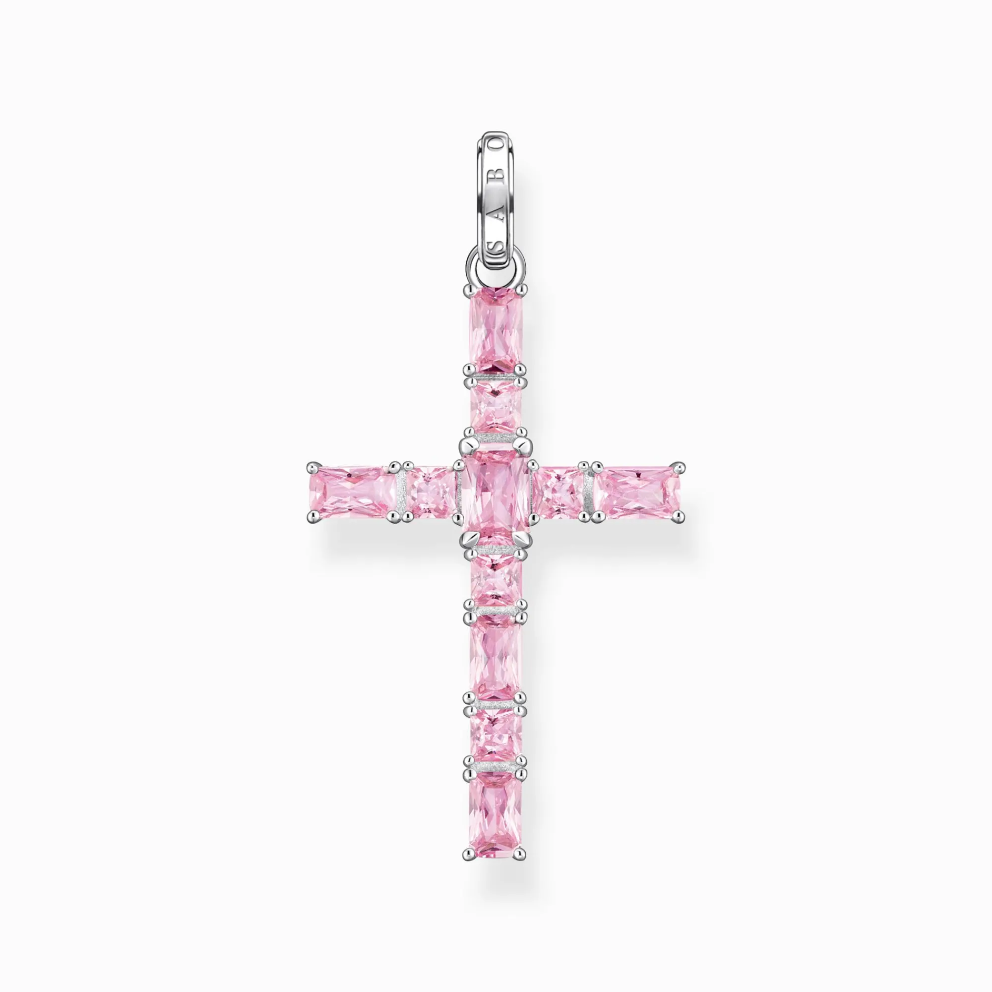 Women THOMAS SABO Necklaces|Pendants-Pendant cross with pink stones silver