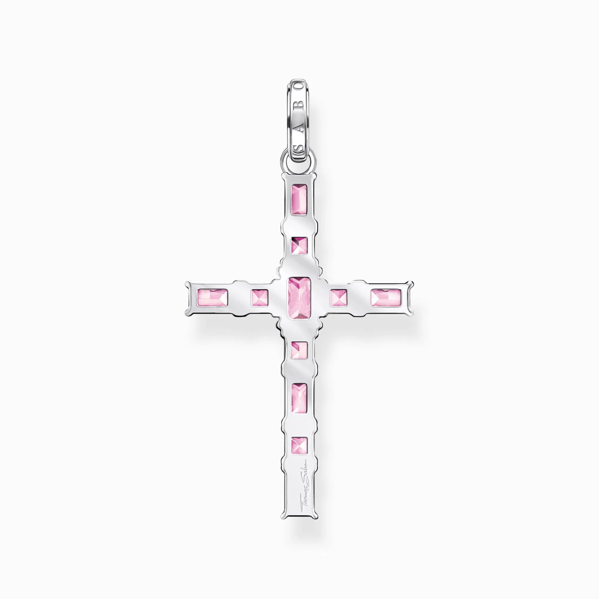 Women THOMAS SABO Necklaces|Pendants-Pendant cross with pink stones silver