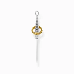 Women THOMAS SABO Pendants|18-Carat Gold-Plating - 925 Silver-Pendant sword with crown