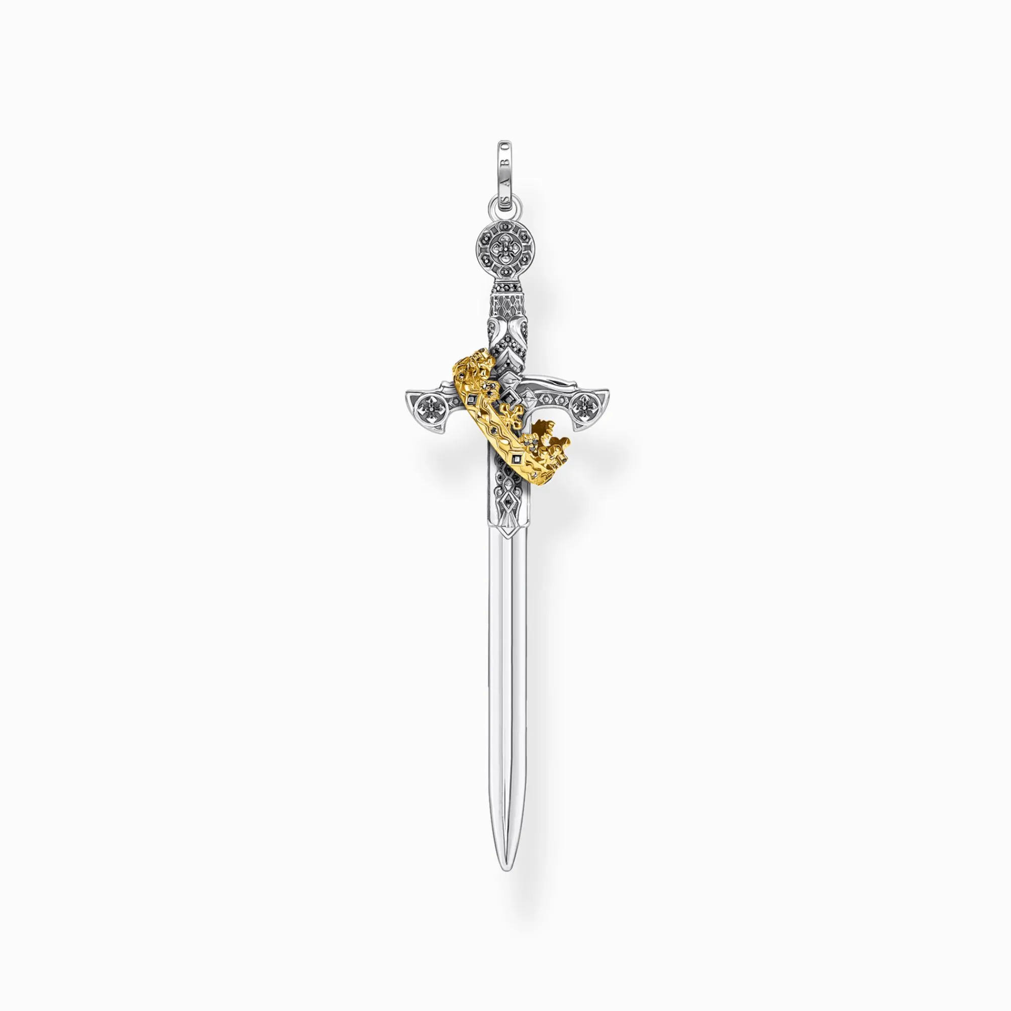 Women THOMAS SABO Pendants|18-Carat Gold-Plating - 925 Silver-Pendant sword with crown