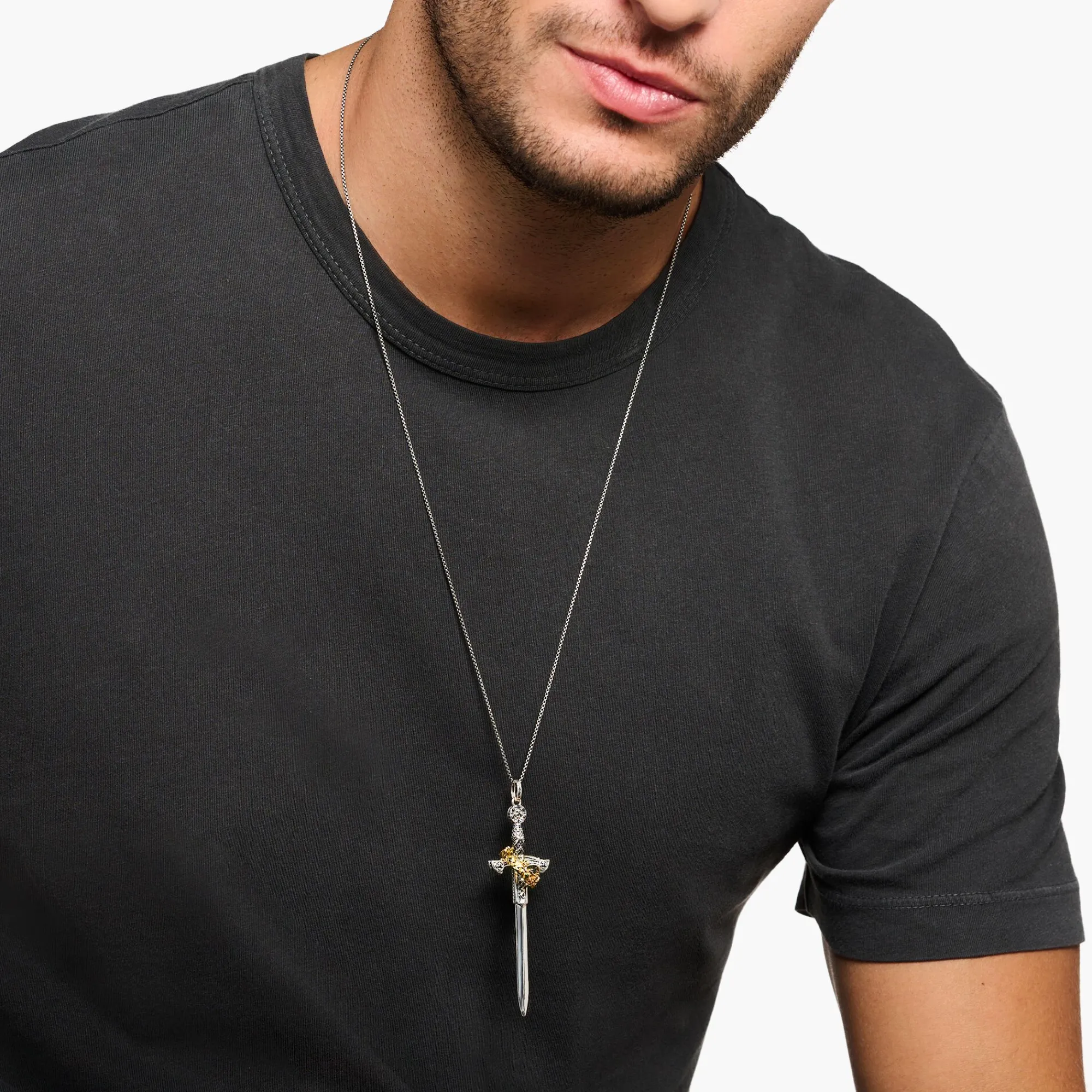 Women THOMAS SABO Pendants|18-Carat Gold-Plating - 925 Silver-Pendant sword with crown