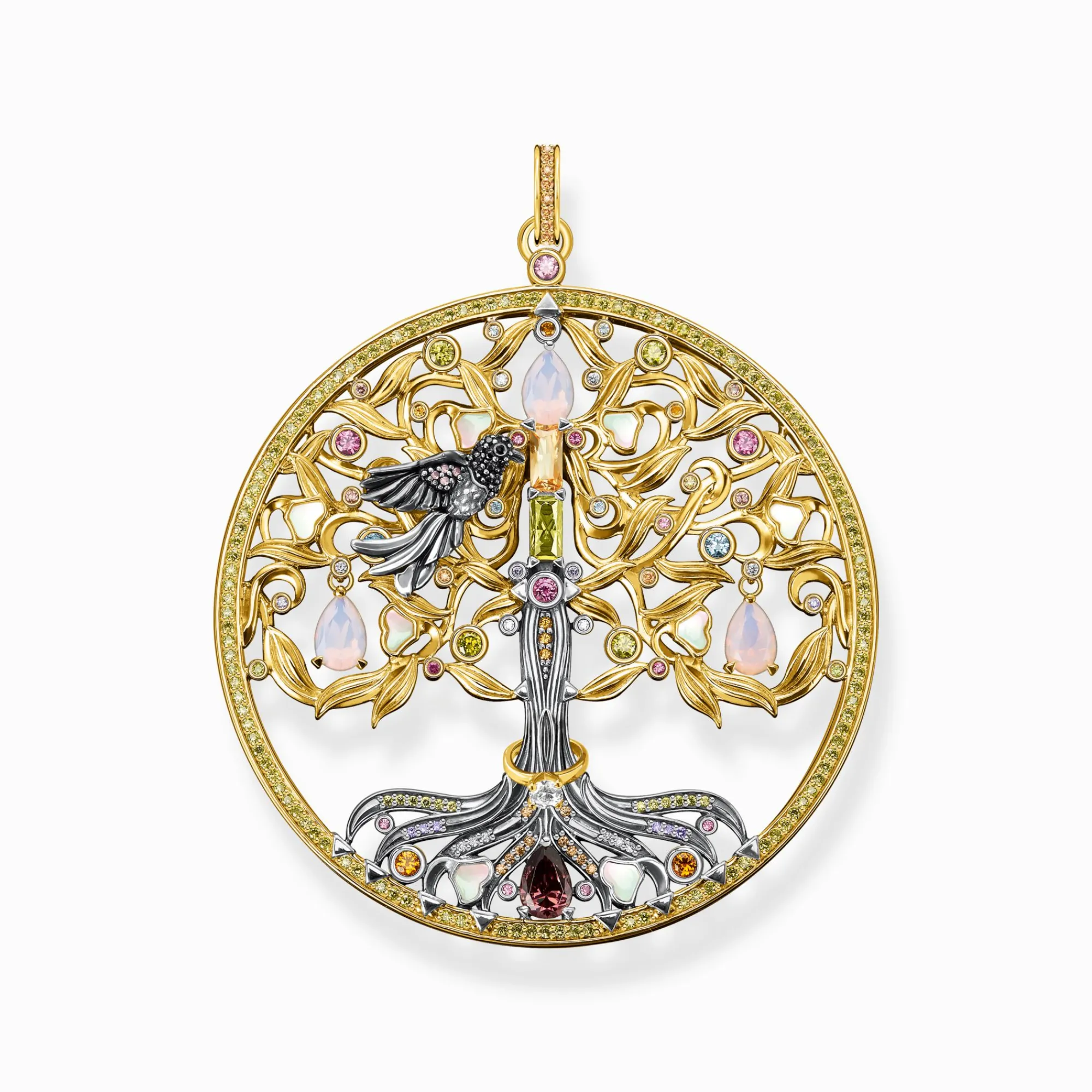 Women THOMAS SABO Pendants|18-Carat Gold-Plating - 925 Silver-Pendant Tree of Love gold raven