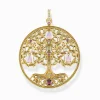 Women THOMAS SABO Pendants|18-Carat Gold-Plating - 925 Silver-Pendant Tree of Love gold colourful stones