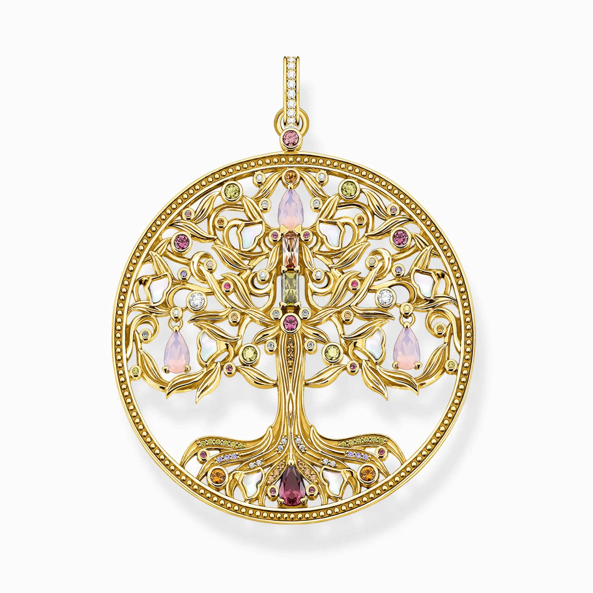 Women THOMAS SABO Pendants|18-Carat Gold-Plating - 925 Silver-Pendant Tree of Love gold colourful stones