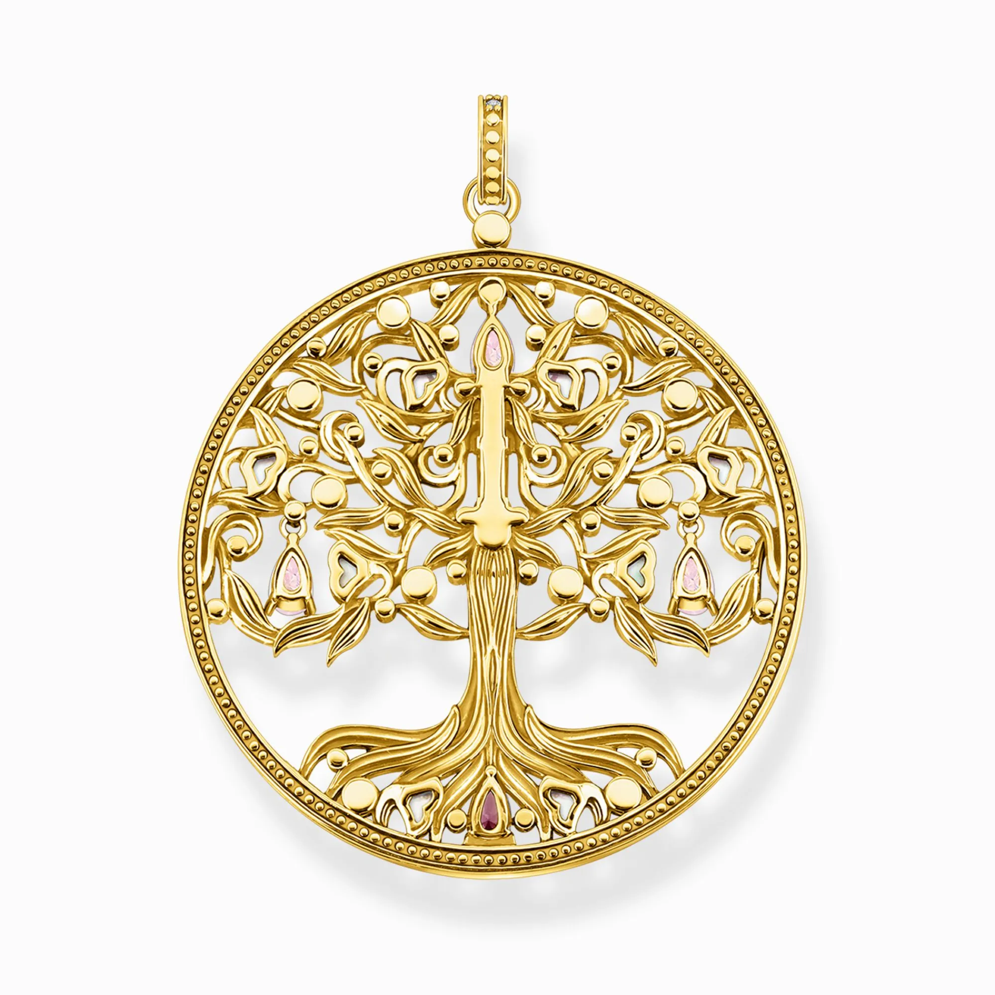 Women THOMAS SABO Pendants|18-Carat Gold-Plating - 925 Silver-Pendant Tree of Love gold colourful stones