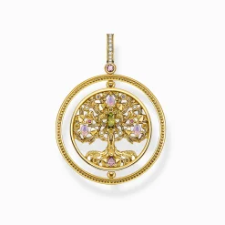 Women THOMAS SABO Pendants-Pendant Tree of Love gold colourful stones