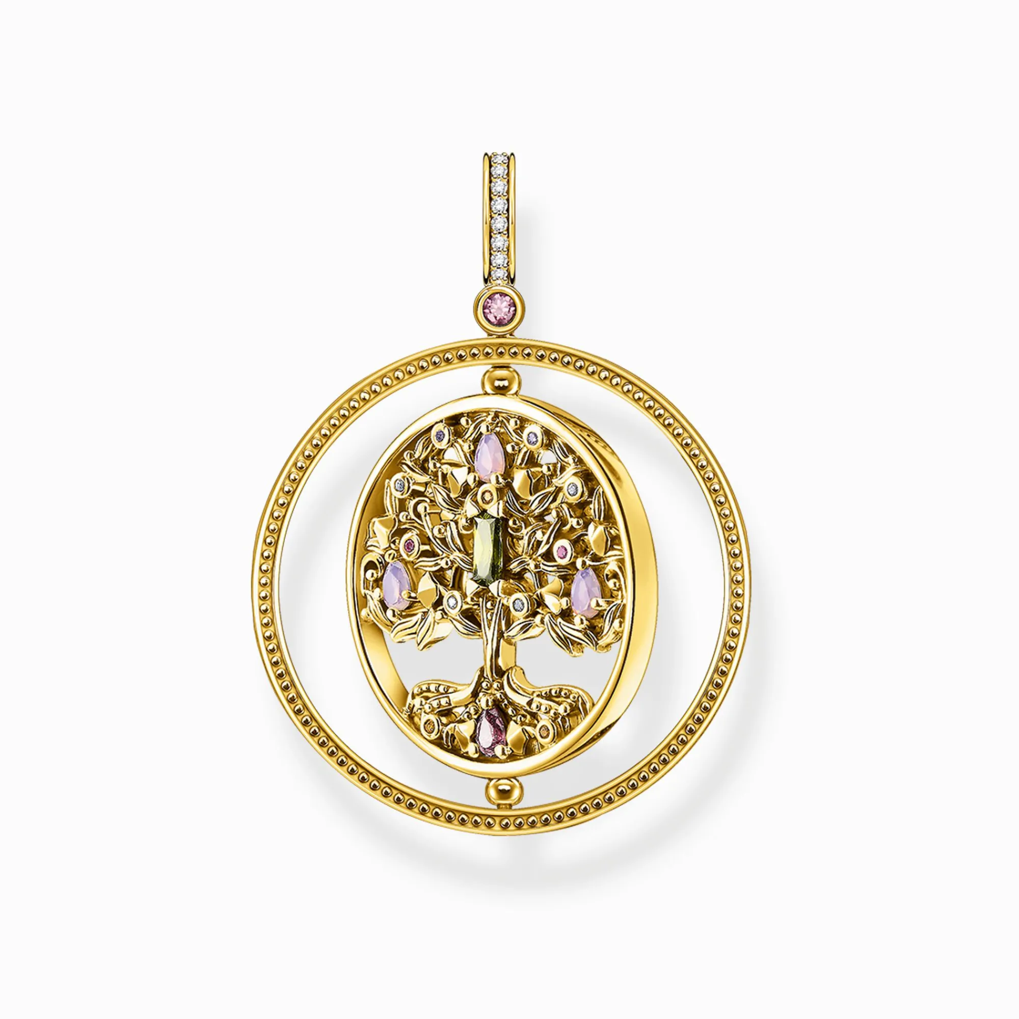 Women THOMAS SABO Pendants-Pendant Tree of Love gold colourful stones