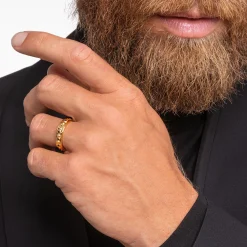 Women THOMAS SABO Rings|18-Carat Gold-Plating - 925 Silver-Ring black stones gold