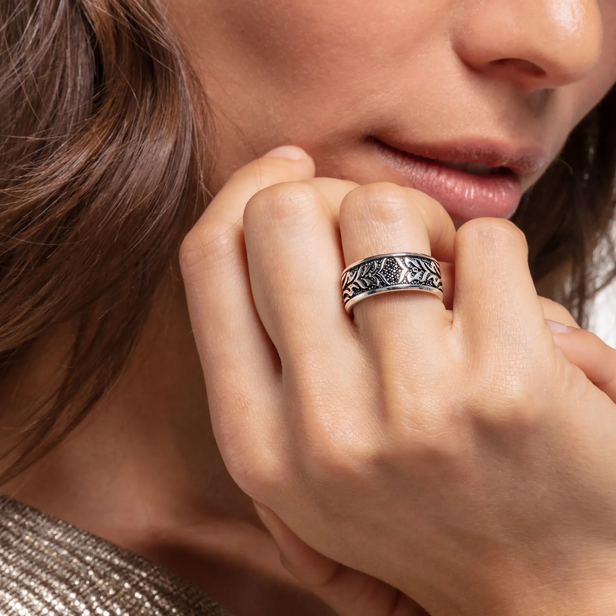 Women THOMAS SABO Rings|Rings-Ring black tiger pattern
