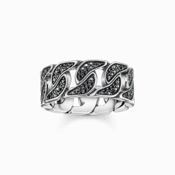 Women THOMAS SABO Rings|Rings-Ring blackened links with black stones
