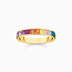 Women THOMAS SABO Rings|18-Carat Gold-Plating - 925 Silver-Ring colourful stones gold