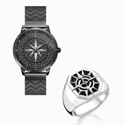 Women THOMAS SABO Rings|Rings-Ring compass black