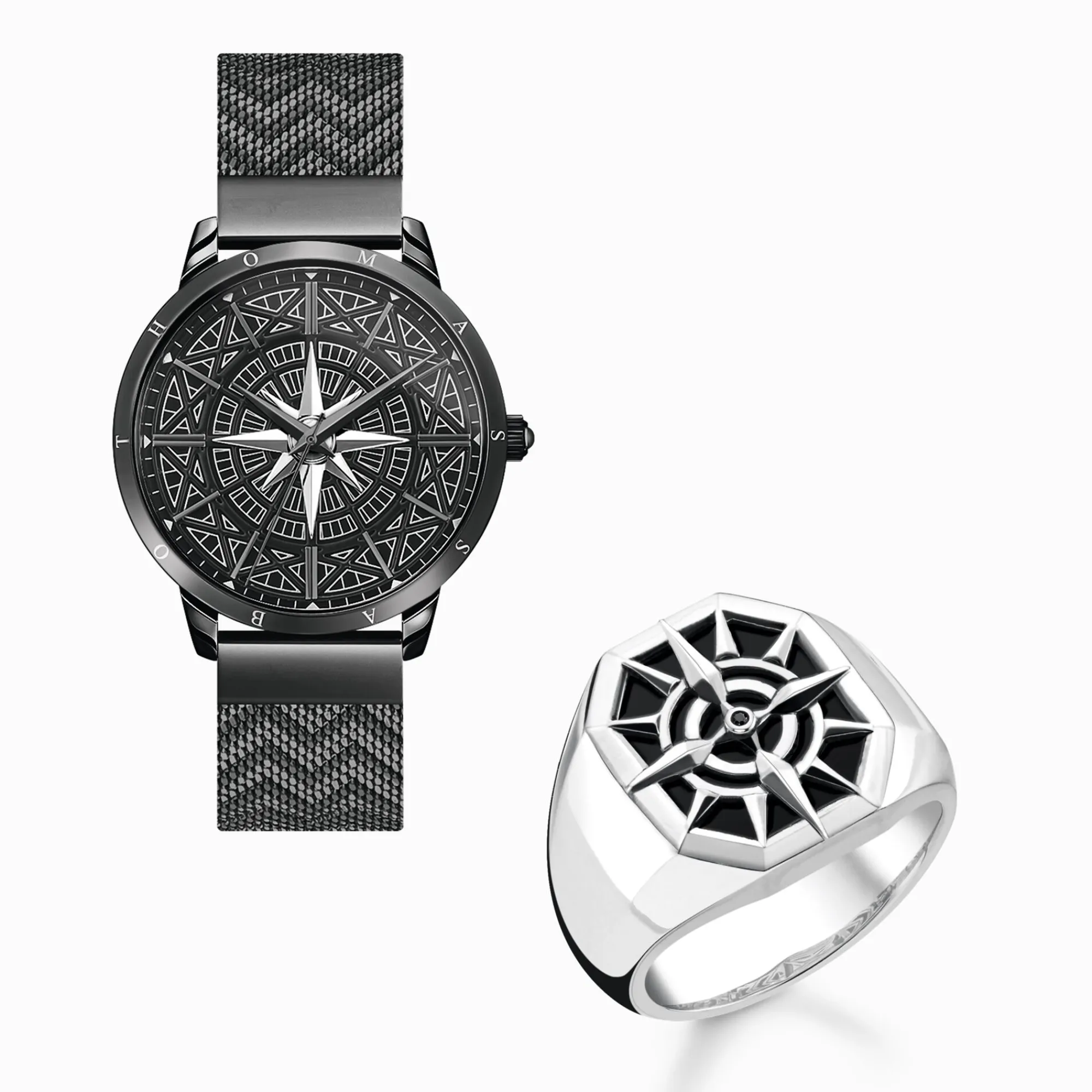 Women THOMAS SABO Rings|Rings-Ring compass black
