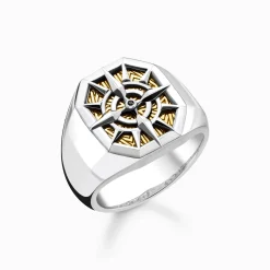 Women THOMAS SABO Rings|18-Carat Gold-Plating - 925 Silver-Ring compass gold