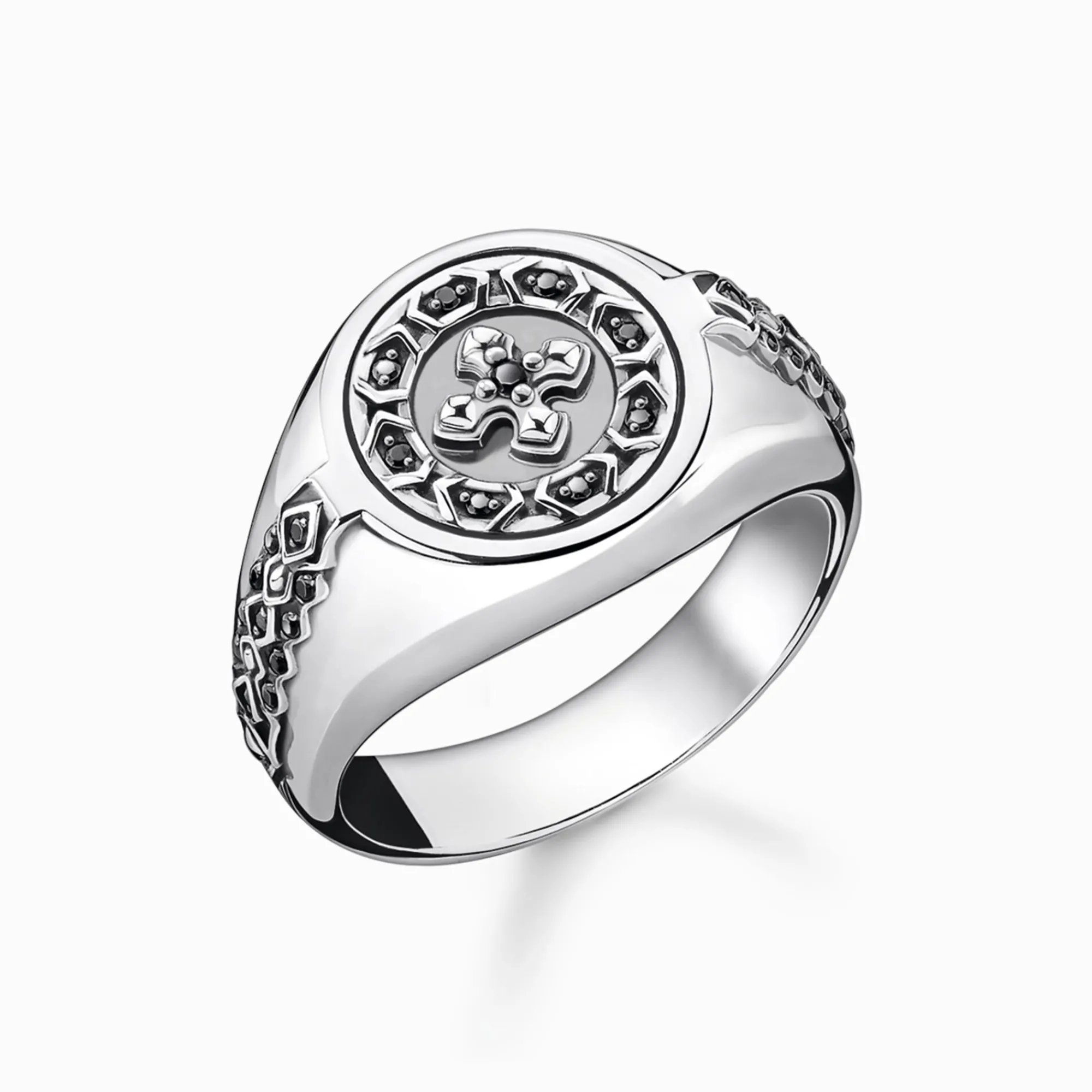 Women THOMAS SABO Rings|Rings-Ring cross black stones