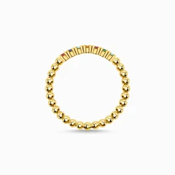 Women THOMAS SABO Rings|18-Carat Gold-Plating - 925 Silver-Ring dots colourful stones gold