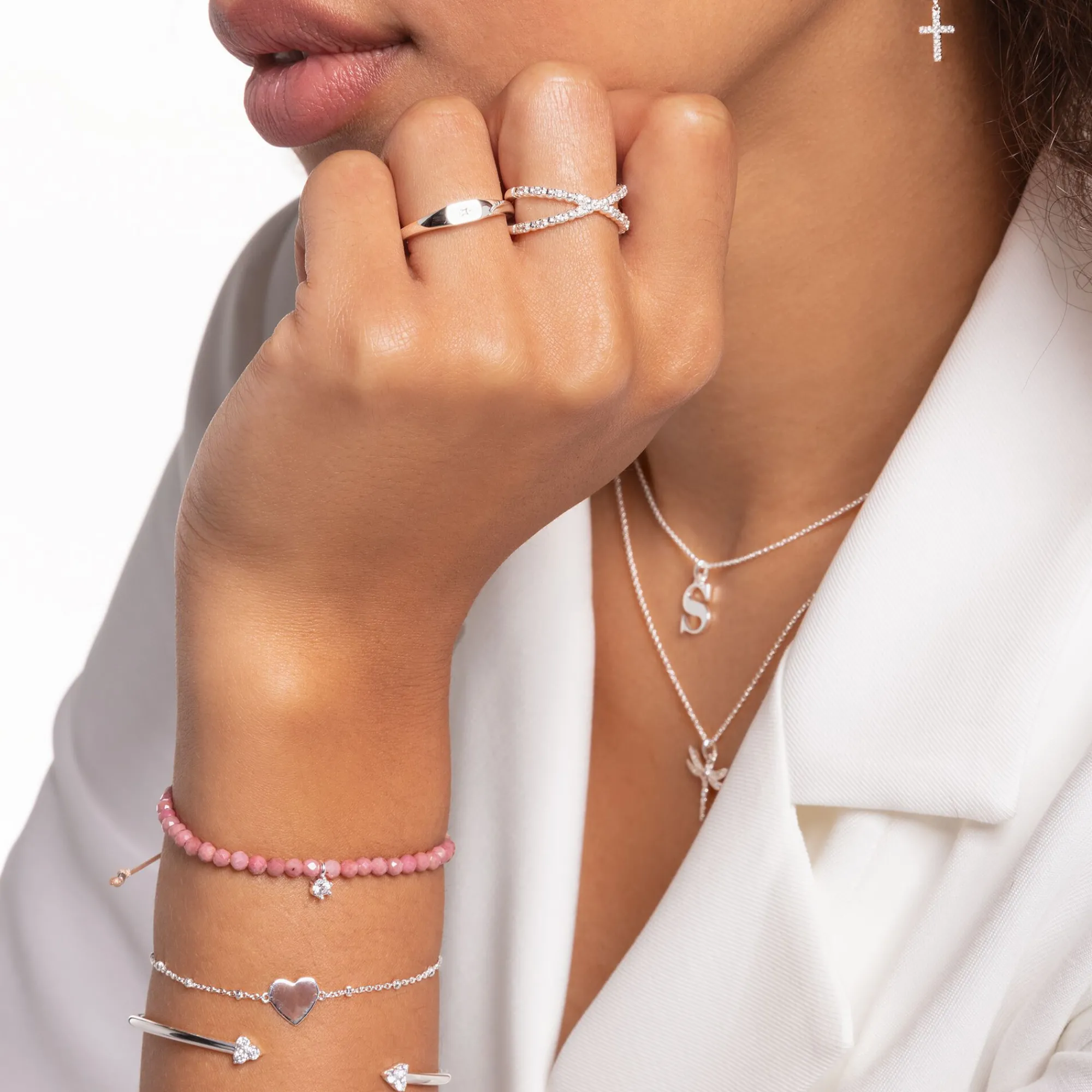 Women THOMAS SABO Rings-Ring dots with white stones silver