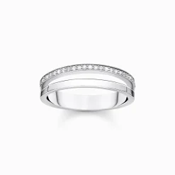 Women THOMAS SABO Rings-Ring double white stones silver