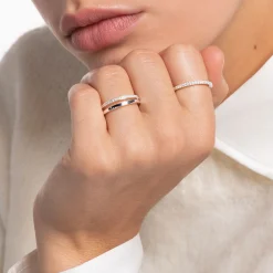 Women THOMAS SABO Rings-Ring double white stones silver
