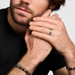 Women THOMAS SABO Rings|Rings-Ring faceted design with black stones silver