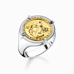 Women THOMAS SABO Rings|18-Carat Gold-Plating - 925 Silver-Ring faith, love, hope
