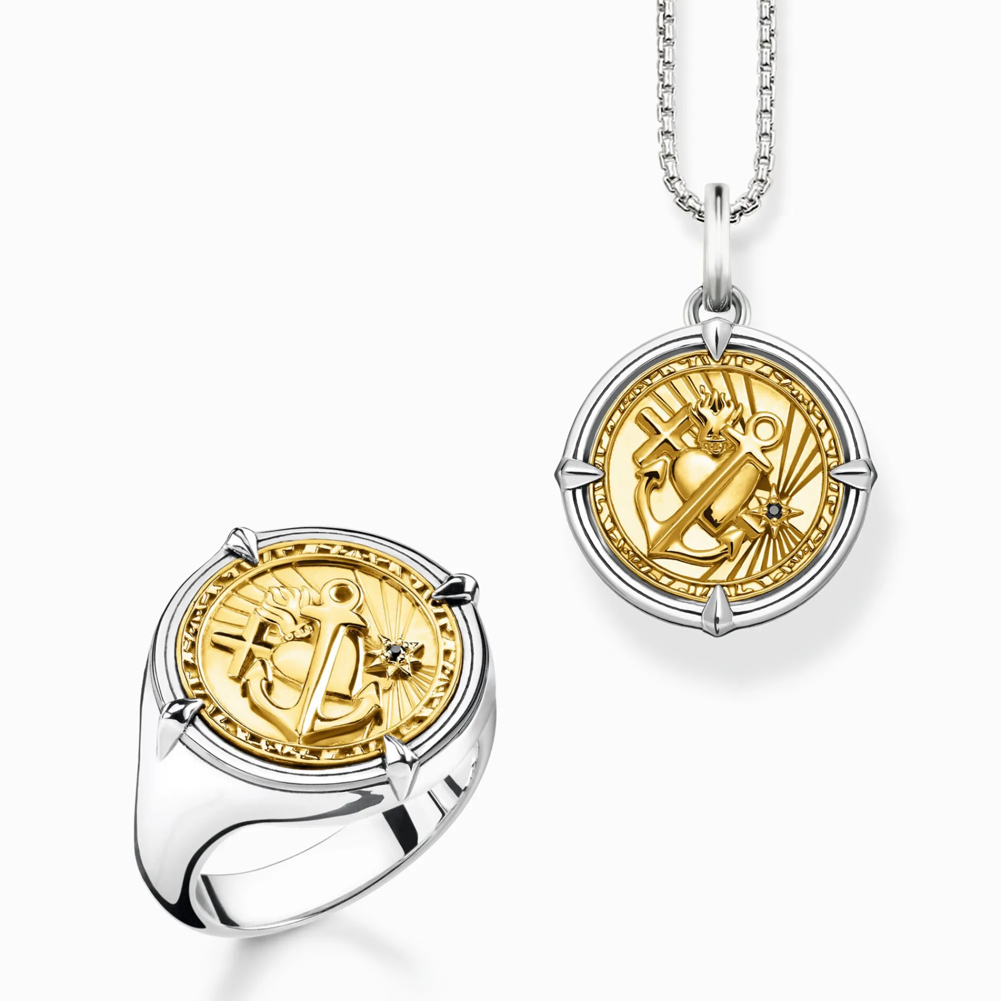 Women THOMAS SABO Rings|18-Carat Gold-Plating - 925 Silver-Ring faith, love, hope