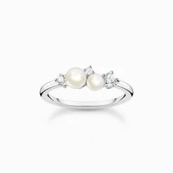 Women THOMAS SABO Rings|925 Silver-Ring pearls with white stones silver