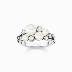 Women THOMAS SABO Rings-Ring pearls with white stones silver