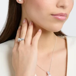 Women THOMAS SABO Rings-Ring pearls with white stones silver