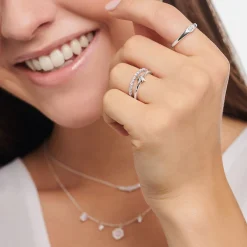 Women THOMAS SABO Rings-Ring pink and white stones