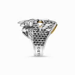 Women THOMAS SABO Rings|18-Carat Gold-Plating - 925 Silver-Ring skull knight