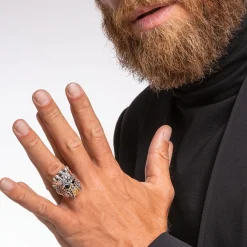 Women THOMAS SABO Rings|18-Carat Gold-Plating - 925 Silver-Ring skull knight