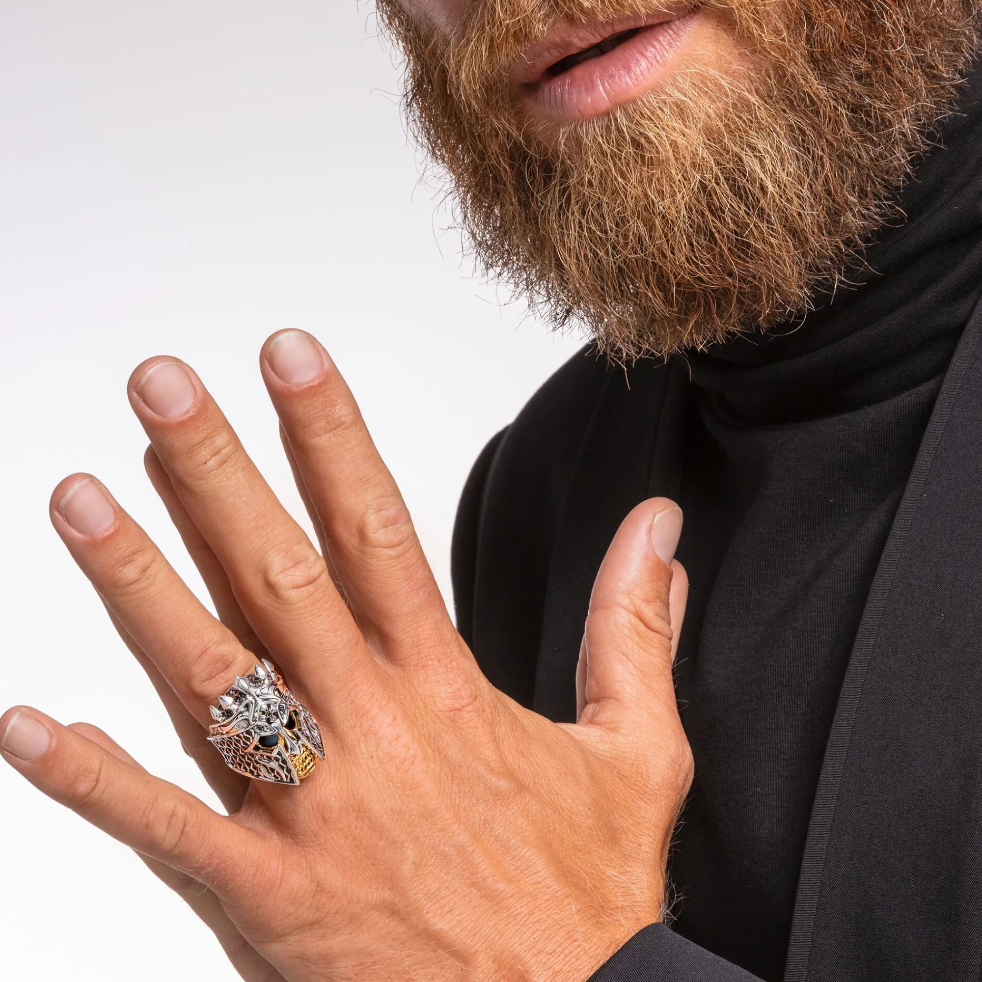 Women THOMAS SABO Rings|18-Carat Gold-Plating - 925 Silver-Ring skull knight