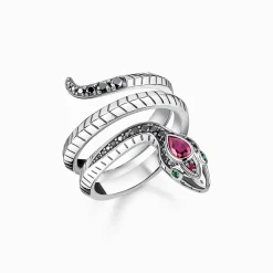 Women THOMAS SABO Rings-Ring snake black stones