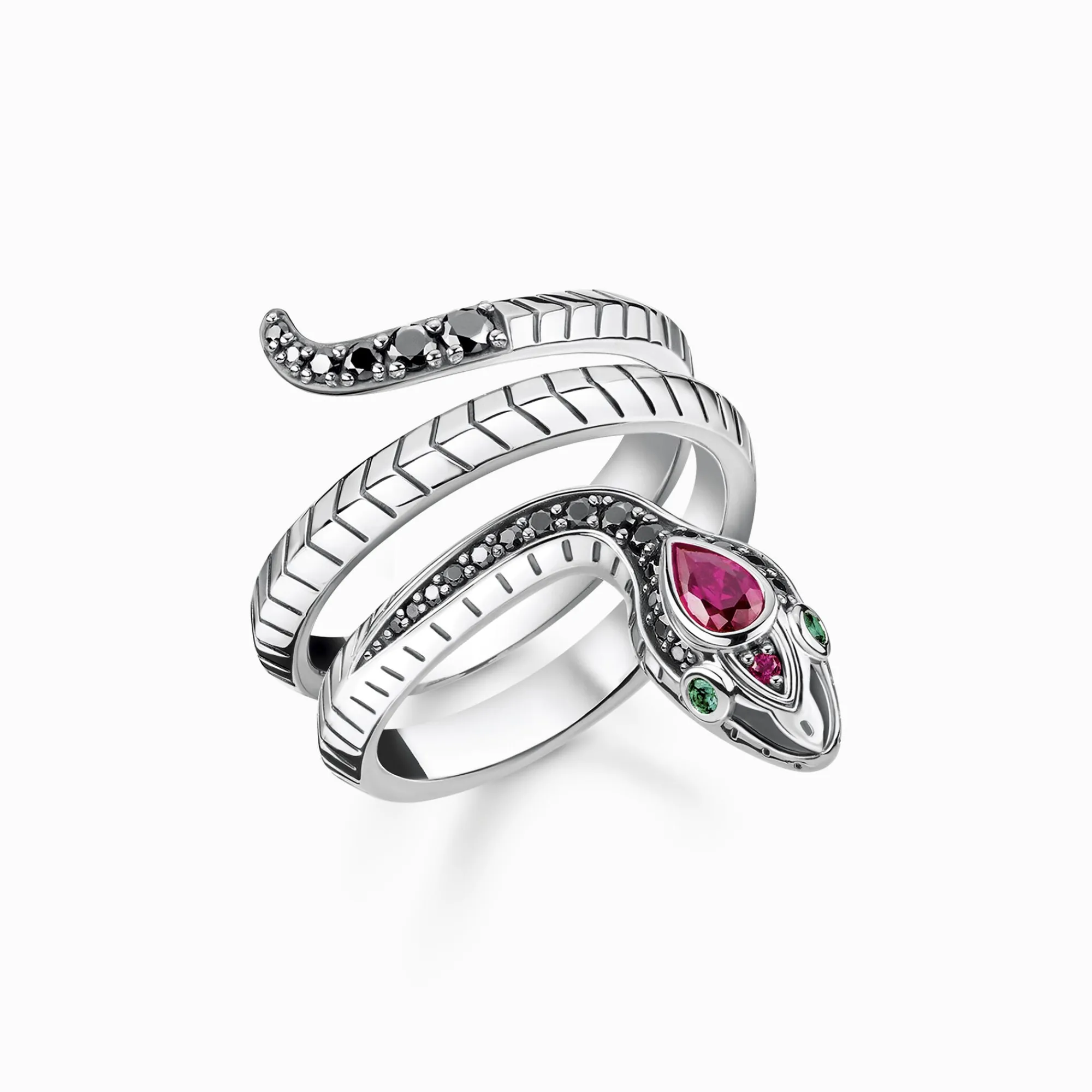 Women THOMAS SABO Rings-Ring snake black stones