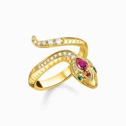 Women THOMAS SABO Rings|18-Carat Gold-Plating - 925 Silver-Ring snake gold
