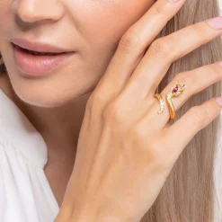Women THOMAS SABO Rings|18-Carat Gold-Plating - 925 Silver-Ring snake gold