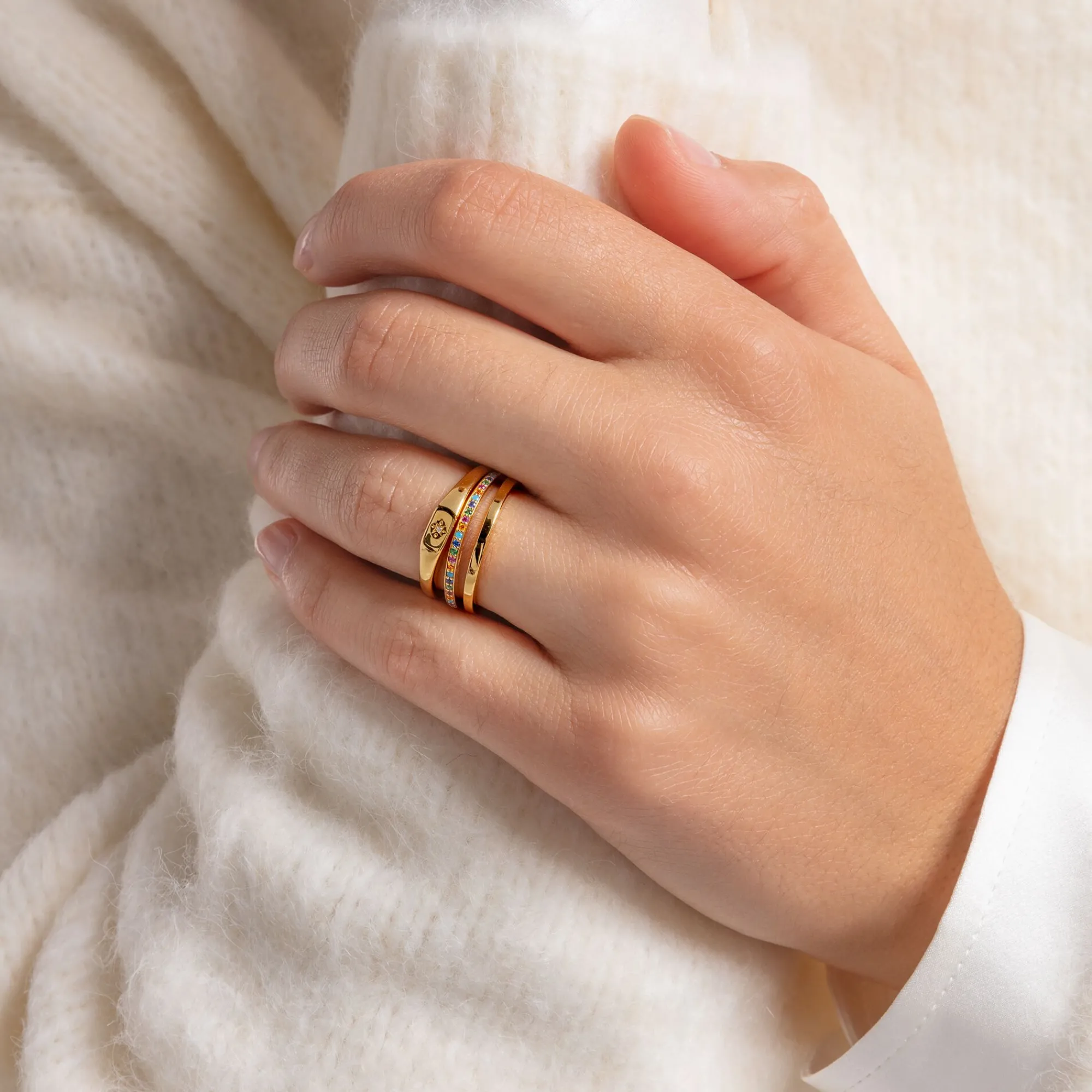 Women THOMAS SABO Rings|18-Carat Gold-Plating - 925 Silver-Ring star gold