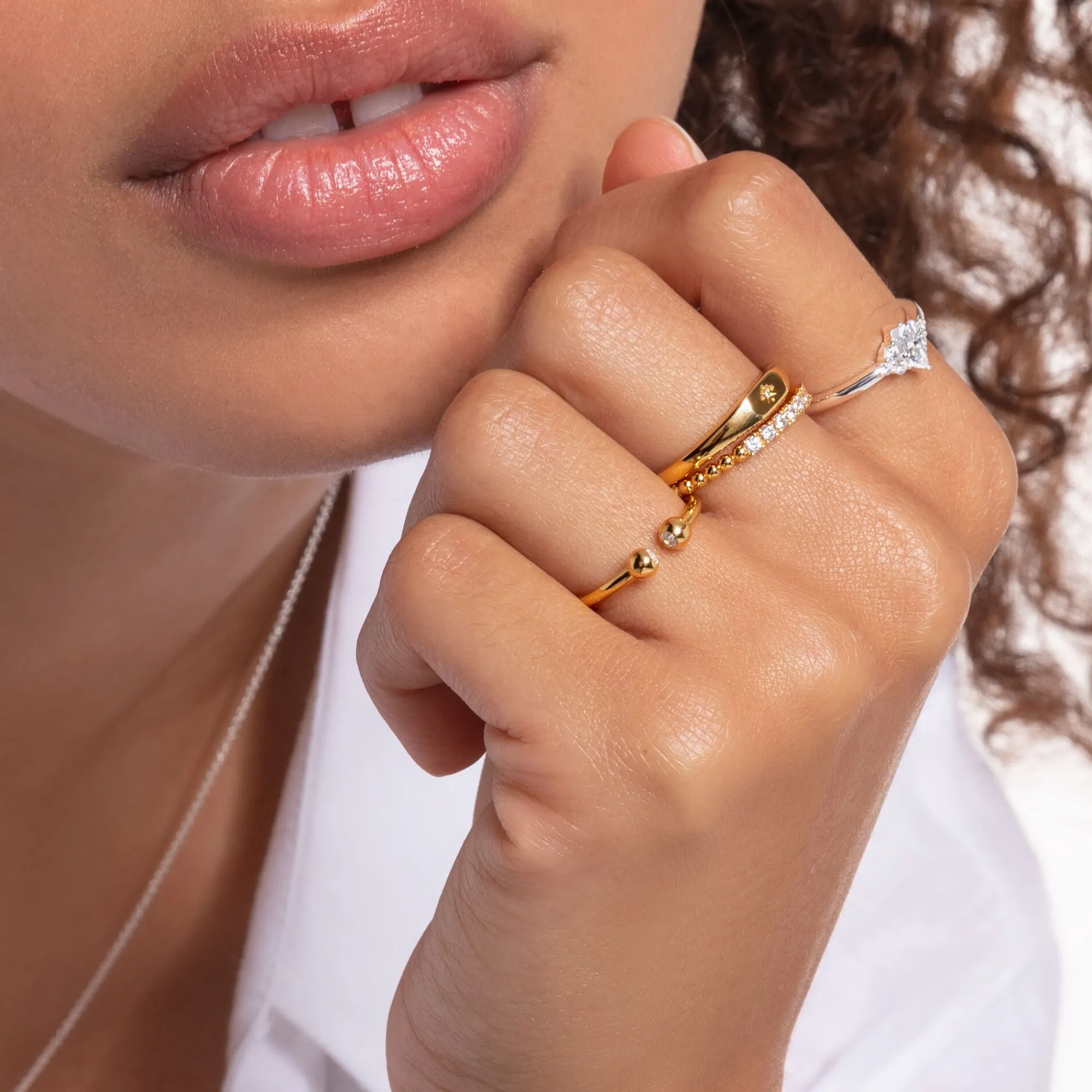 Women THOMAS SABO Rings|18-Carat Gold-Plating - 925 Silver-Ring star gold